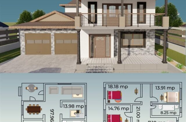 locuinta individuala, casa Sparklingly proiect locuinta, parter si etaj, locuinta incapatoare, Cad-on.ro, curte, gradina, terasa, locuinta mare